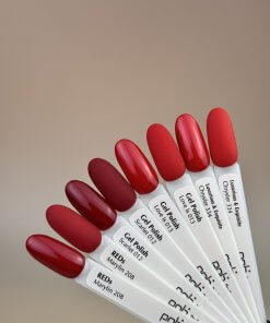 PNB UV/LED Gel Polish – Dunkelrote und klassische Rottöne: Marylin 208, Scarlet 012, Love Is 013, Chrysler 334