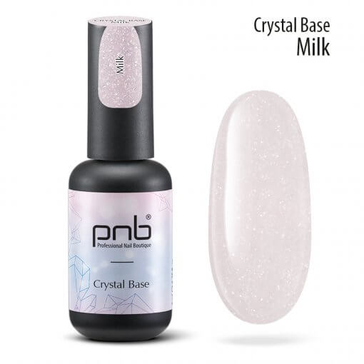 PNB Crystal Base Milk – 8 ml UV/LED Rubber Base in milchigem Weißton