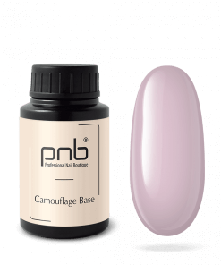 PNB Camouflage Base light Pink in schwarzer Flasche mit Beispiel-Tip in light Pink