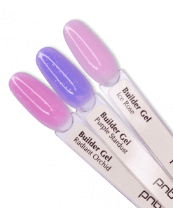 PNB Builder Gel Farbpalette – Ice Rose, Purple Stardust, Radiant Orchid auf Tips