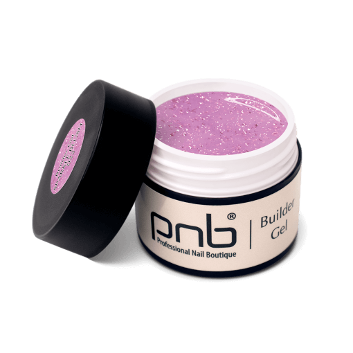 Geöffnetes PNB Builder Gel Sparkle Blush – rosa Aufbaugel mit feinem Glitzer