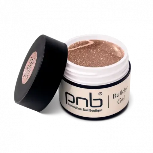Geöffnetes PNB Builder Gel Cosmo Sand – sandfarbenes UV/LED Aufbaugel mit Schimmer