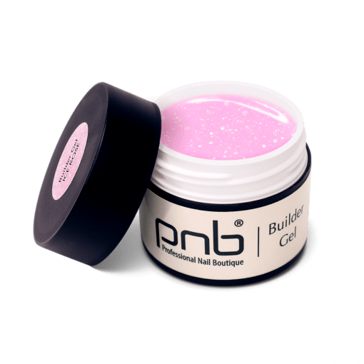 Geöffnetes PNB Builder Gel Ice Rose – Rosa UV/LED Gel mit Glitzereffekt für French und Babyboomer