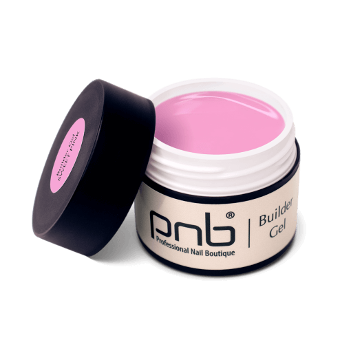 Geöffnetes Builder Gel Rosa Sweet Pink von PNB – mittelviskoses UV/LED Gel für Nagelverstärkung und Modellage