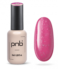 PNB Camouflage Base Glitter Rose – Flasche mit Swatch in zartem Rosé mit feinem Glitzer