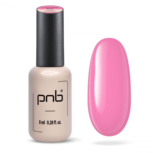 PNB Camouflage Base Pink Cloud – Flasche mit rosa Swatch in zartem Wolkenton