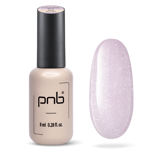 PNB Camouflage Base Silk Blush – Flasche mit Farbswatch in zartem Rosa für French Nails und Nude-Looks