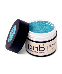 PNB Flower Gel Lagurus Aura – UV/LED Farbgel in Türkis mit Blüten, 5 ml