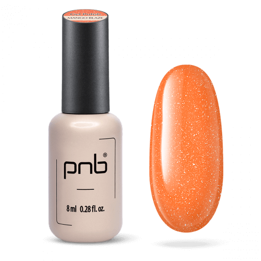 PNB Gel Polish Mango Blaze – UV/LED Nagellack Orange mit Glitzer, 8 ml