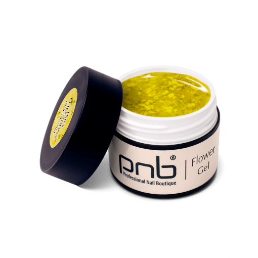 PNB Flower Gel Marigold Mist – geöffnetes Farbgel mit Blüten, 5 ml