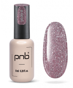PNB Shock Effect 06 Ash Rose – UV/LED Glitzer-Gel Nagellack mit Flasche und Swatchansicht
