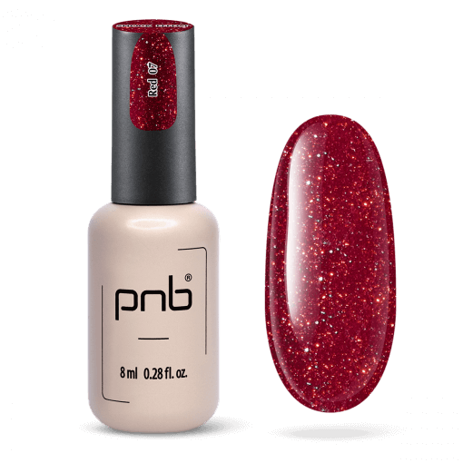 PNB Shock Effect 07 Red – UV/LED Gel Polish mit Glitzereffekt und Flasche