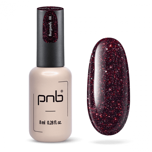PNB Shock Effect 08 Burgundy – UV/LED Gel Polish mit Flasche und Farbmuster