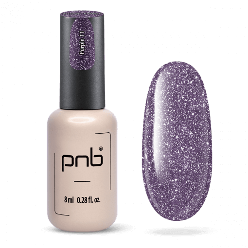 PNB Shock Effect 11 Purple – UV/LED Gel Polish in Lila mit Glitzereffekt und Flasche