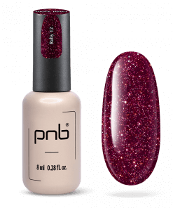 PNB Shock Effect 12 Ruby – UV/LED Gel Polish in Rubinrot mit Glitzereffekt
