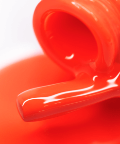 Makroaufnahme: PNB Gel Polish 349 – UV/LED Gellack auf Pinsel in Orangerot