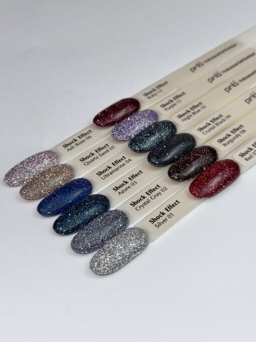 PNB Shock Effect Gel-Lacke auf Nagel-Tips mit marmoriertem Effekt in verschiedenen Farben – auffälliges Design für Nailart