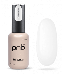 PNB Gel Polish Perfect White – UV/LED Weißlack mit Farbbeispiel, 8 ml
