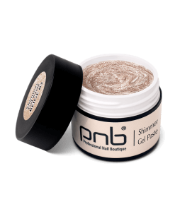 Geöffnete PNB Shimmer Gel Paste Beige mit champagnerfarbener Textur