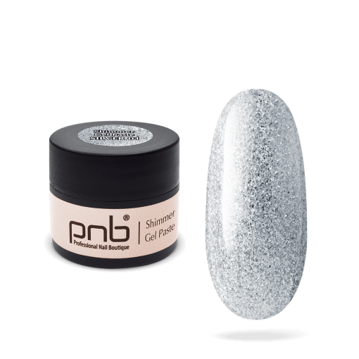 PNB Shimmer Gel Paste 01 Silver – UV/LED Nailart-Gel mit silbernem Glanz, 5 ml