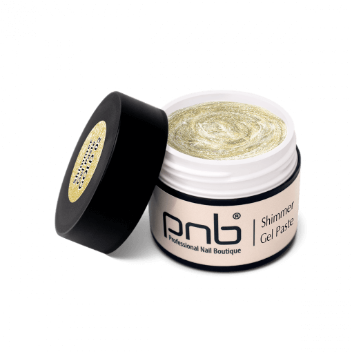 Geöffnete PNB Shimmer Gel Paste Gold mit Metallic-Struktur