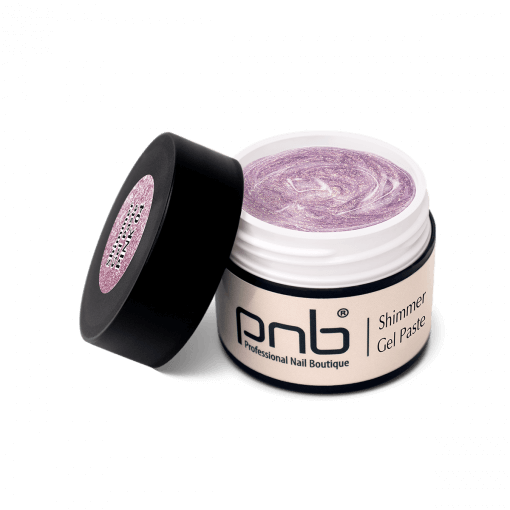 Geöffneter Tiegel PNB Shimmer Gel Paste Pink – cremiger Rosa-Glitzereffekt
