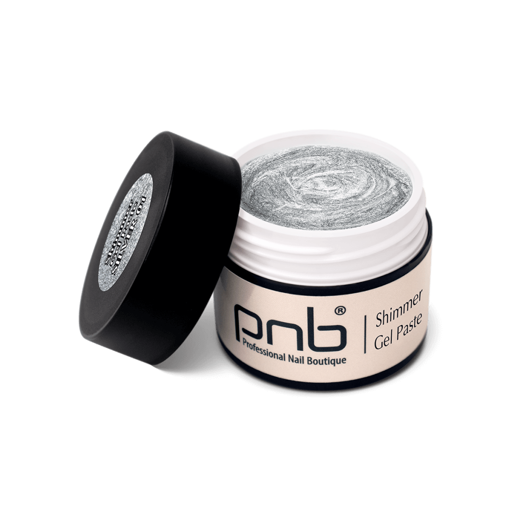 Geöffnete PNB Shimmer Gel Paste Silver mit silberner Textur