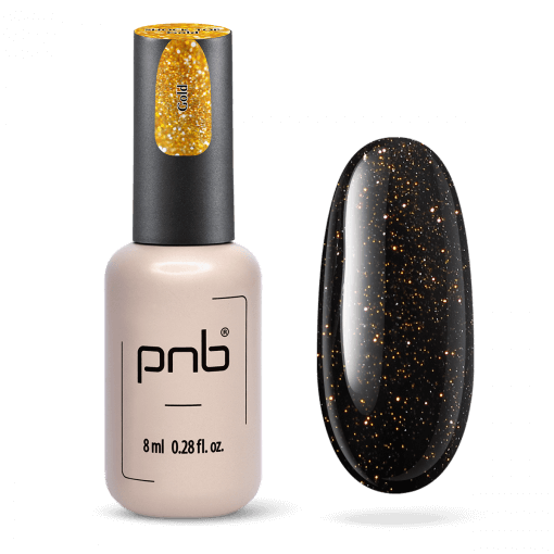 PNB Shock Top Gold – No Wipe UV/LED Top Coat mit Glitzereffekt 8 ml