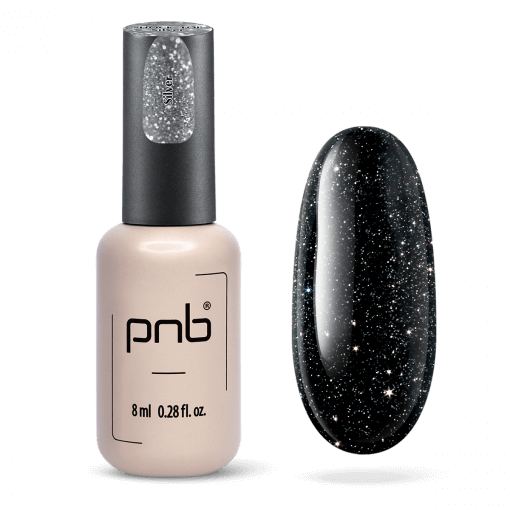 PNB Shock Top Silver – No Wipe UV/LED Top Coat mit Silberglitzer 8 ml