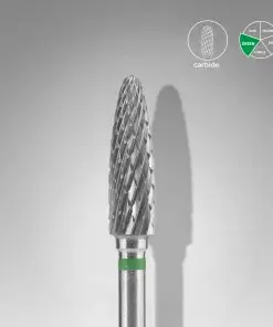 Hartmetall Fräser Maisform grün EXPERT – Kopfdurchmesser 4 mm, Arbeitsteil 14 mm – Nagelfräser für Maniküre & Pediküre