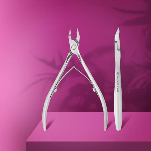 STALEKS PRO EXPERT 90 Nagelhautzange – Vorder- und Seitenansicht, 5 mm Half Jaw