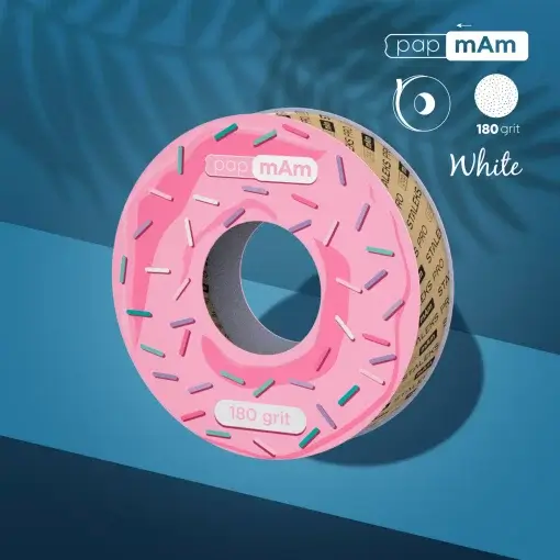 Staleks PRO papmAm EXPERT DONUT Schleifrolle – Weiß, 180 Grit, Einweg-Schleifband für Maniküre