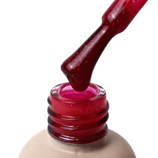 Makroaufnahme PNB Camouflage Base 02B – Corazón de Tanguera, roter Gel-Lack mit Glitzer