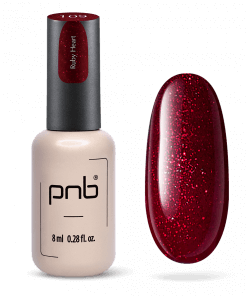 PNB Gel Polish 109 Ruby Heart – roter Gel-Lack mit Glitzer, Flasche und Farbtip