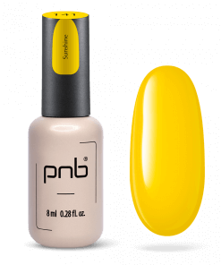 PNB 141 Sunshine – Gel Polish Flasche und Farbmuster in Gelb