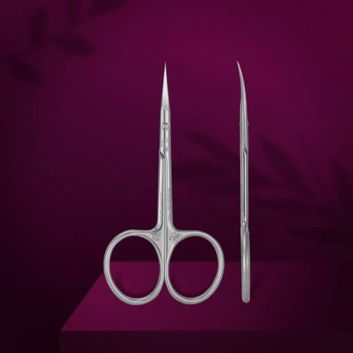 STALEKS PRO Nagelhautschere Magnolia SX-22/2m – Vorder- und Seitenansicht, gebogene Spitze, Profiqualität