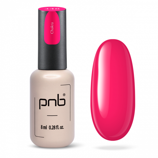 PNB UV/LED Gel Polish 348 Chakra Neon Pink Flasche mit Farbmuster