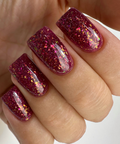 PNB UV/LED Gel Polish 374 – Nageldesign Bordeaux mit Glitzer