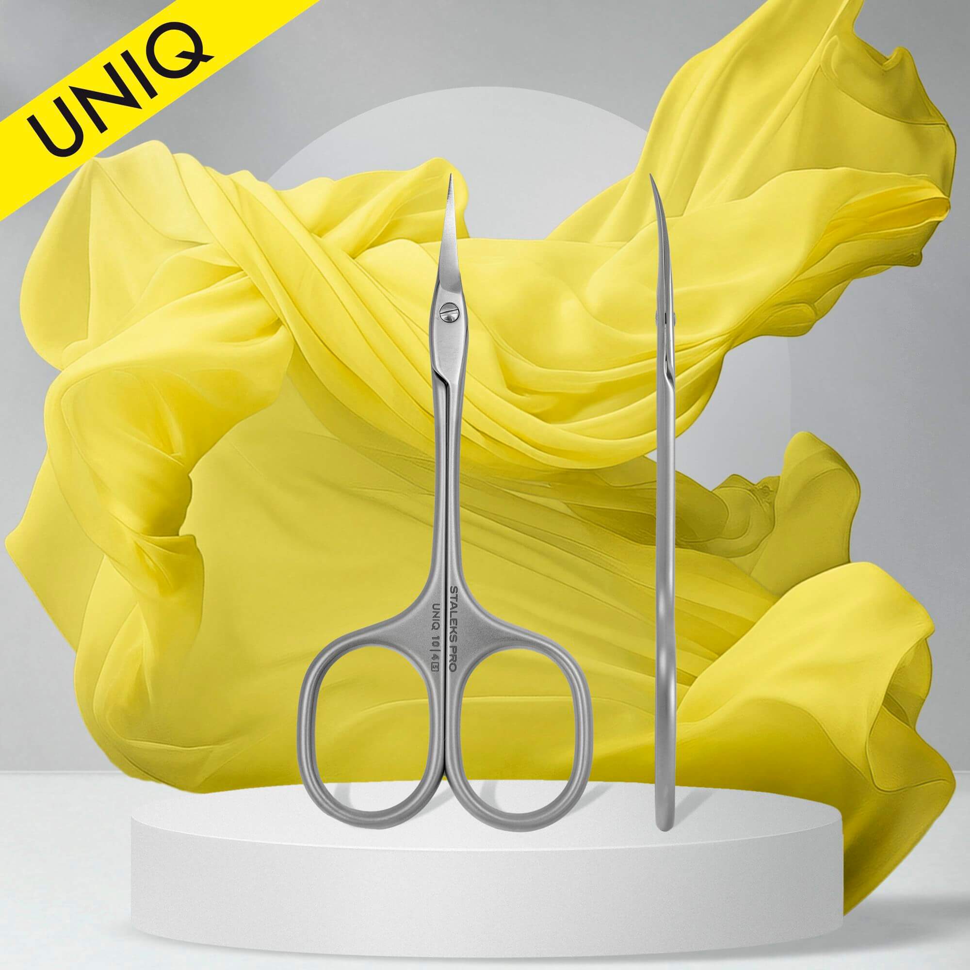 Nagelhautschere Staleks UNIQ 10 TYPE 4 Asymmetric professionelle Nagelhautschere gelbes Design